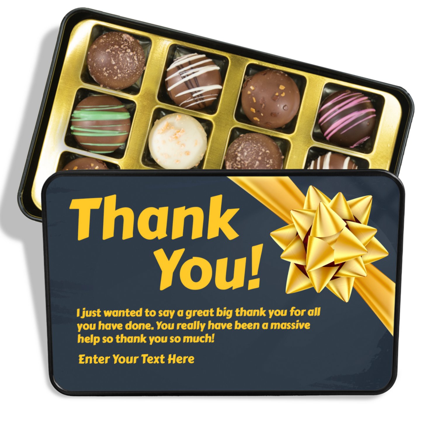 Thank You! - Tin Of Chocolate Truffles - Personalized With You Text